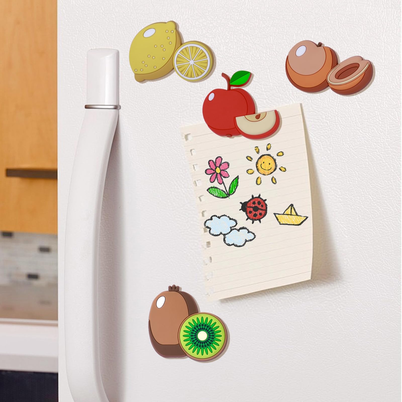 SUPINEEDO Strong Magnetic Rubber Fridge Magnets for Toddlers 1-3 Years - Cute Fruit Shaped Refrigerator Magnets for Kids, Baby Learning Toys & Children's Gifts - Perfect for Whiteboards, Fridges, Dishwashers & Ovens (Educational Play & Kitchen Fun)