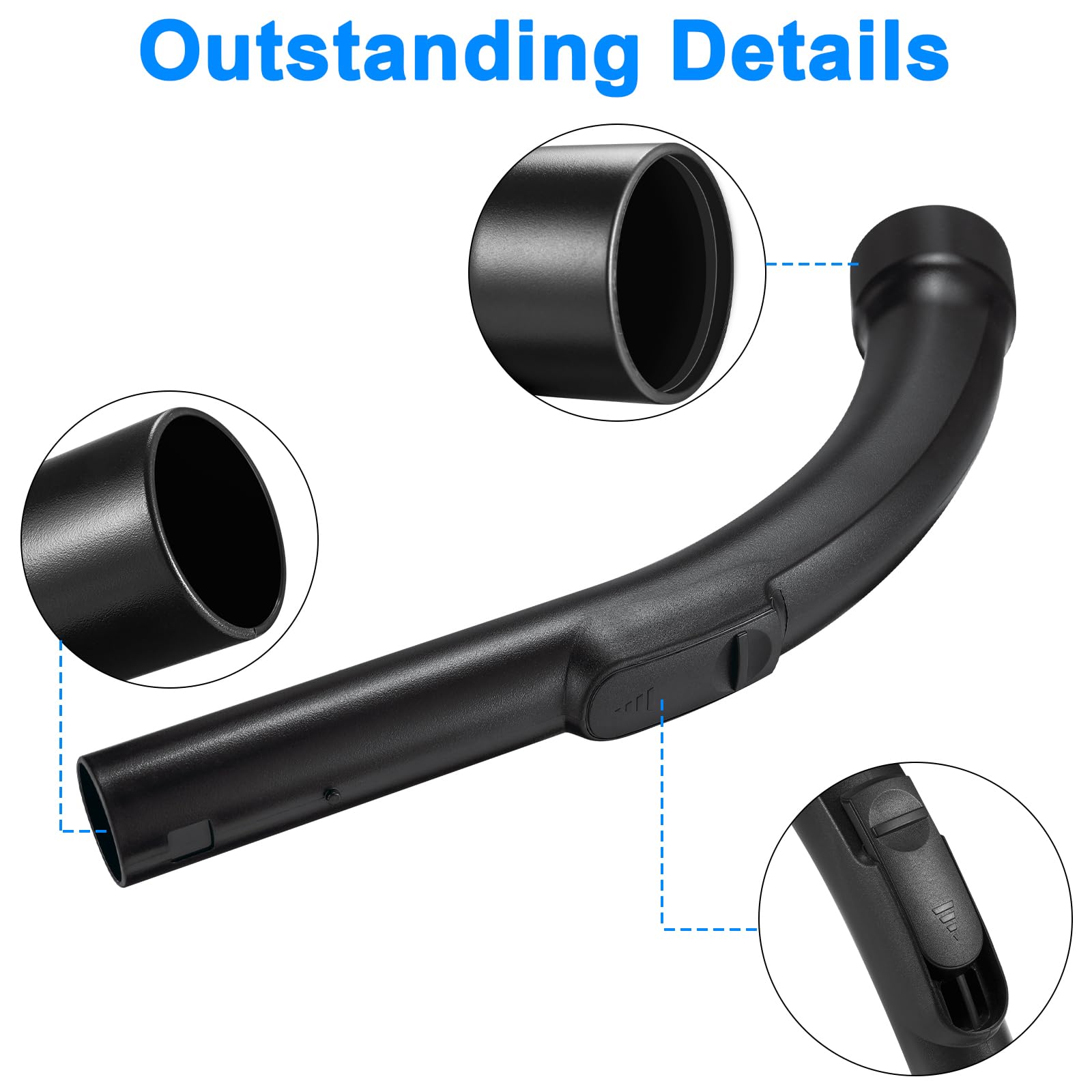 Miele Vacuum Hose Replacement - Compatible with S2110, S501, S524, C1, C2, C3, S4, S5 Models (Part #9442601, 5269091, 5269090, 9442600) - Durable Bent End Plastic Hose for Easy Cleaning in Tight Spaces & Under Furniture