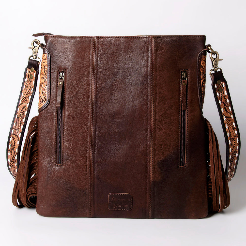 American Darling ADBGA283B Genuine Leather Western Messenger Bag - Hand Tooled Saddle Blanket Design Women's Purse for Cowgirl Style & Everyday Use