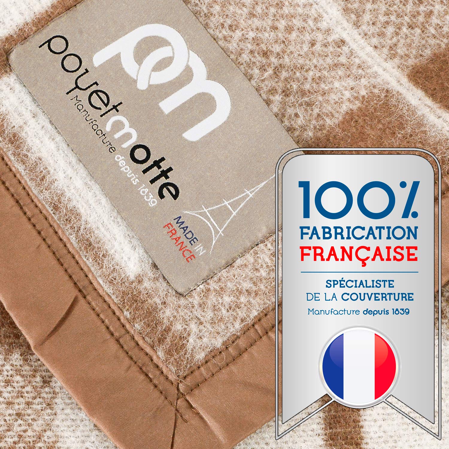 Premium 100% Virgin Wool Blanket - 400GSM Medium/Heavy Weight - Machine Washable Camel/Natural Plaid - Full/Queen Size - Cozy & Warm for Bedroom, Sofa, Camping & Travel - Luxury Home & Outdoor Blanket