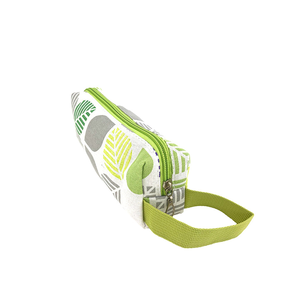 Eco-Friendly Canvas Pencil Case with Green Leaves Design - Perfect for School, Office & Travel Organization