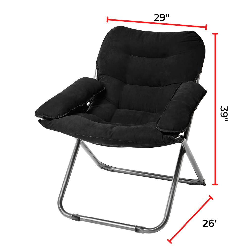 Plush Extra Tall Club Chair for Dorm Room - Black | Comfortable Lounge Chair for College Students, Gaming, and Relaxing