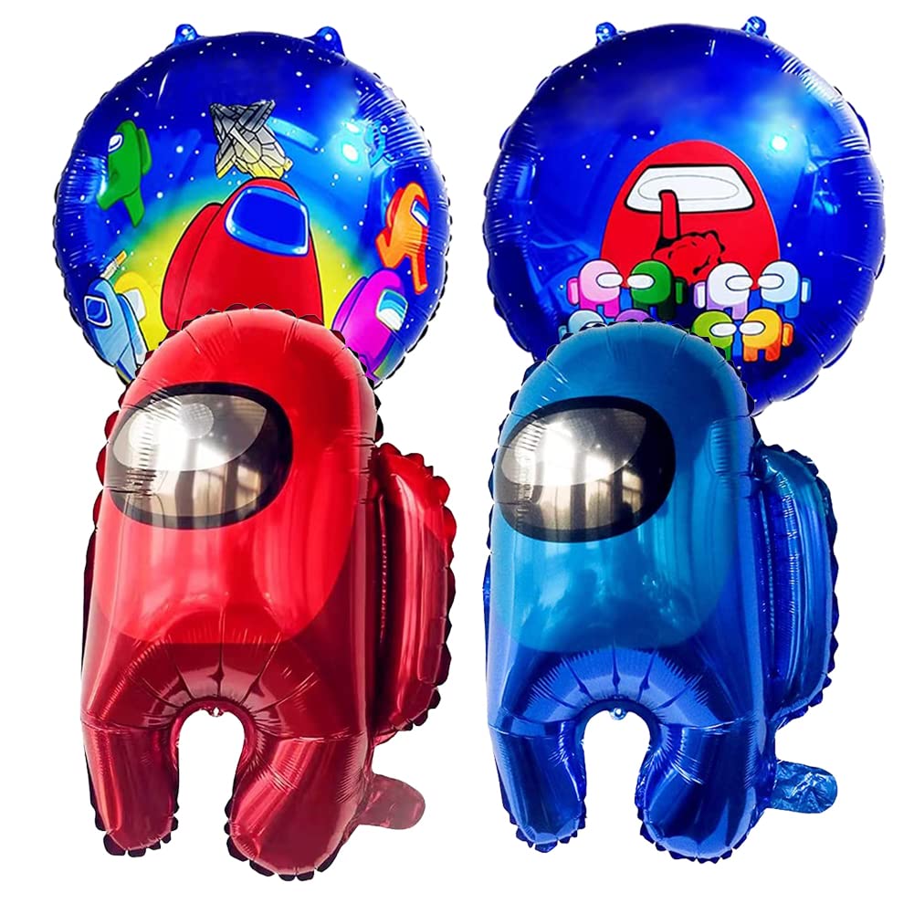 4 PCS LOVSONG Video Game Themed Birthday Balloons - Among Us & Gaming Party Decorations for Adults & Kids - Perfect for Birthday Parties, Baby Showers & Game-Themed Events
