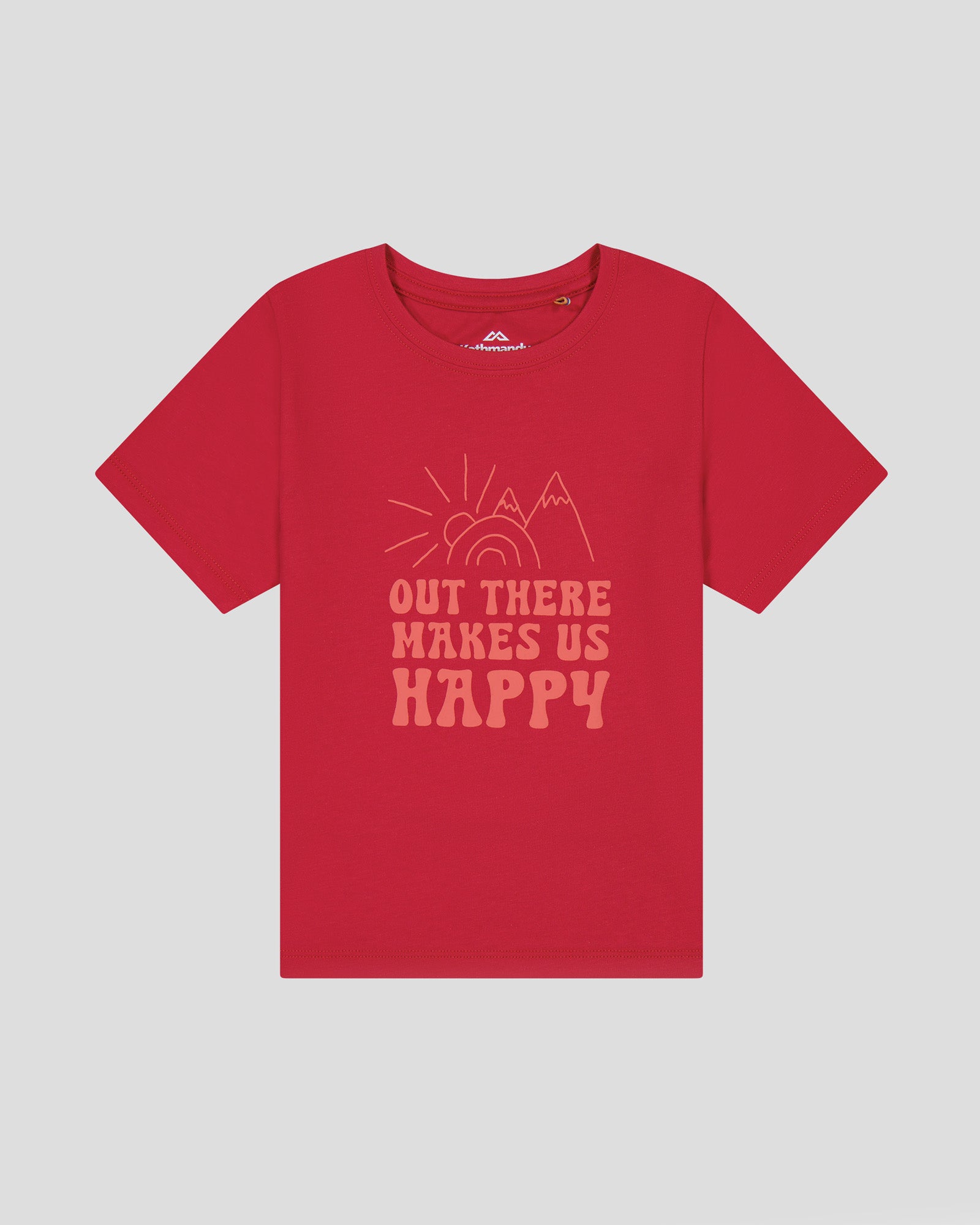 Kids' Happy Organic Cotton T-Shirt - Classic Red | Soft & Comfortable Eco-Friendly Tee for Boys & Girls | Perfect for Playtime, School & Family Outings