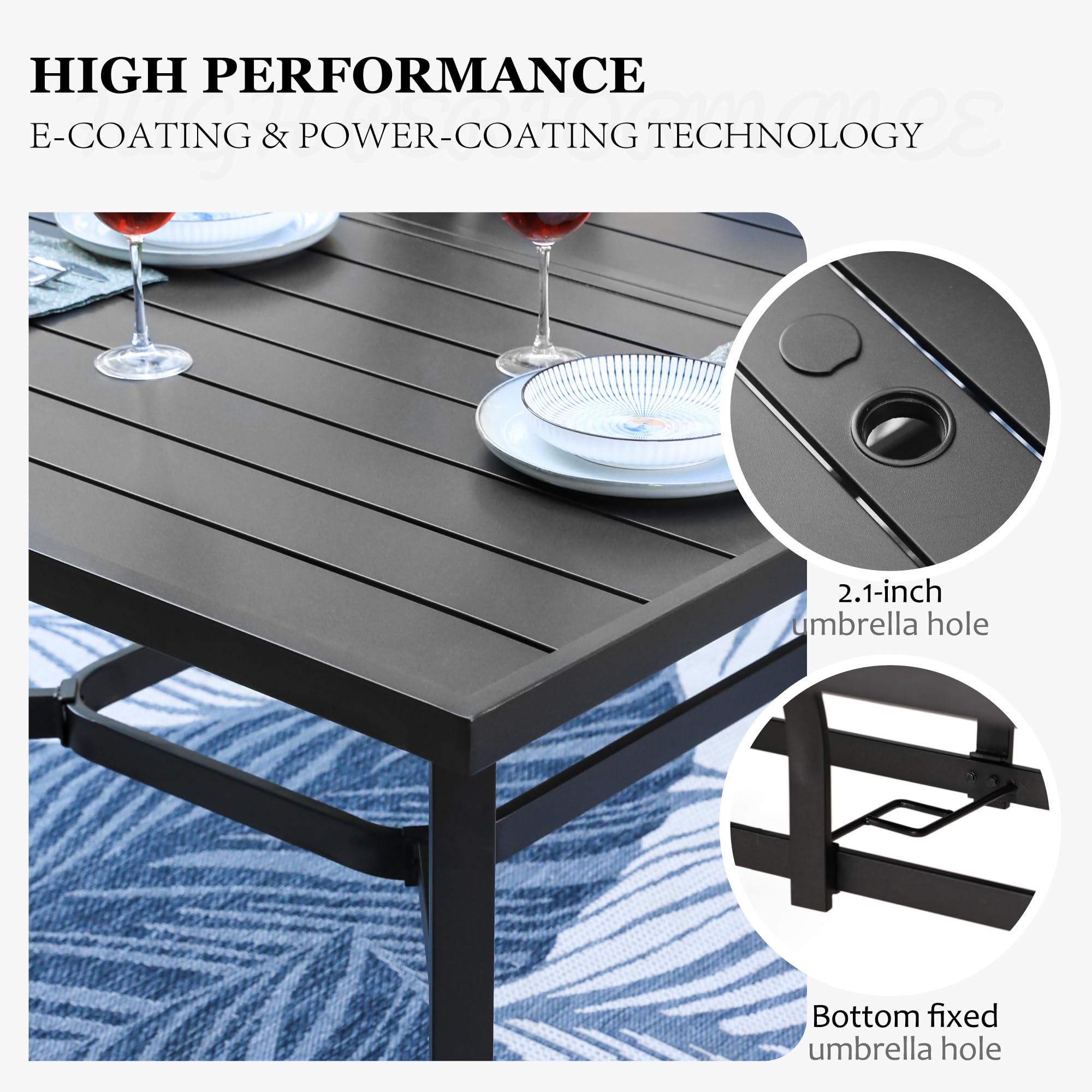 HERA'S HOUSE 9-Piece Outdoor Patio Dining Set - 8 Brown Textilene Chairs & 83