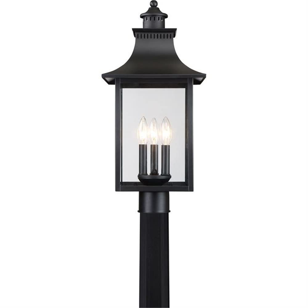 3-Light Outdoor Post Lantern with Mystic Black Finish - Traditional Style Exterior Lighting for Porch, Garden & Pathway - 71-Bel-2539262