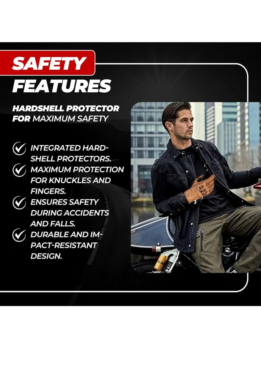 Men's Leather Motorcycle Gloves - Touchscreen & Non-Slip for All Weather Riding