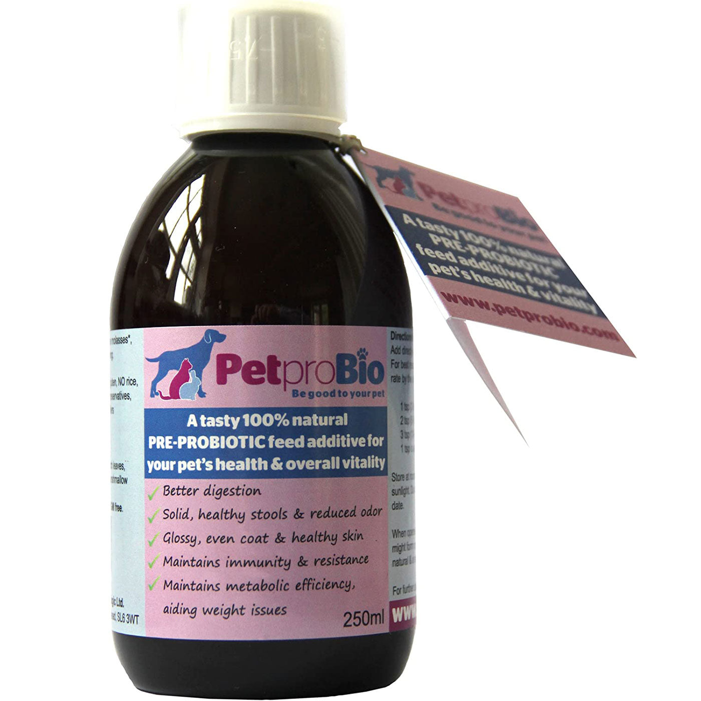 Petprobio 250ml Probiotics for Dogs & Cats - Digestive Health Supplement for Pets - Supports Gut Flora & Immune System - Use for Diarrhea, Allergies & Digestive Issues