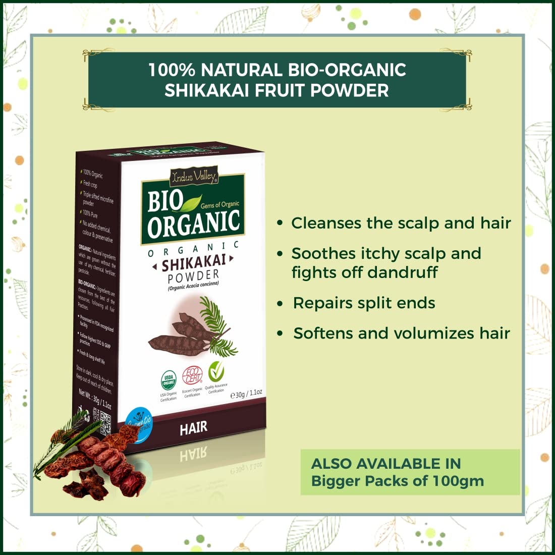 INDUS VALLEY Hair Revitalizing Pack with Amla, Shikakai, Reetha & Bhringraj Powder | 120g Herbal Hair Treatment | Natural Hair Growth & Scalp Care | Perfect Gift for Women - Mother, Wife, Daughter, Girlfriend | Ideal for Diwali, Christmas, Birthday, Anniversary | Use for Stronger, Healthier Hair at Home or Salon