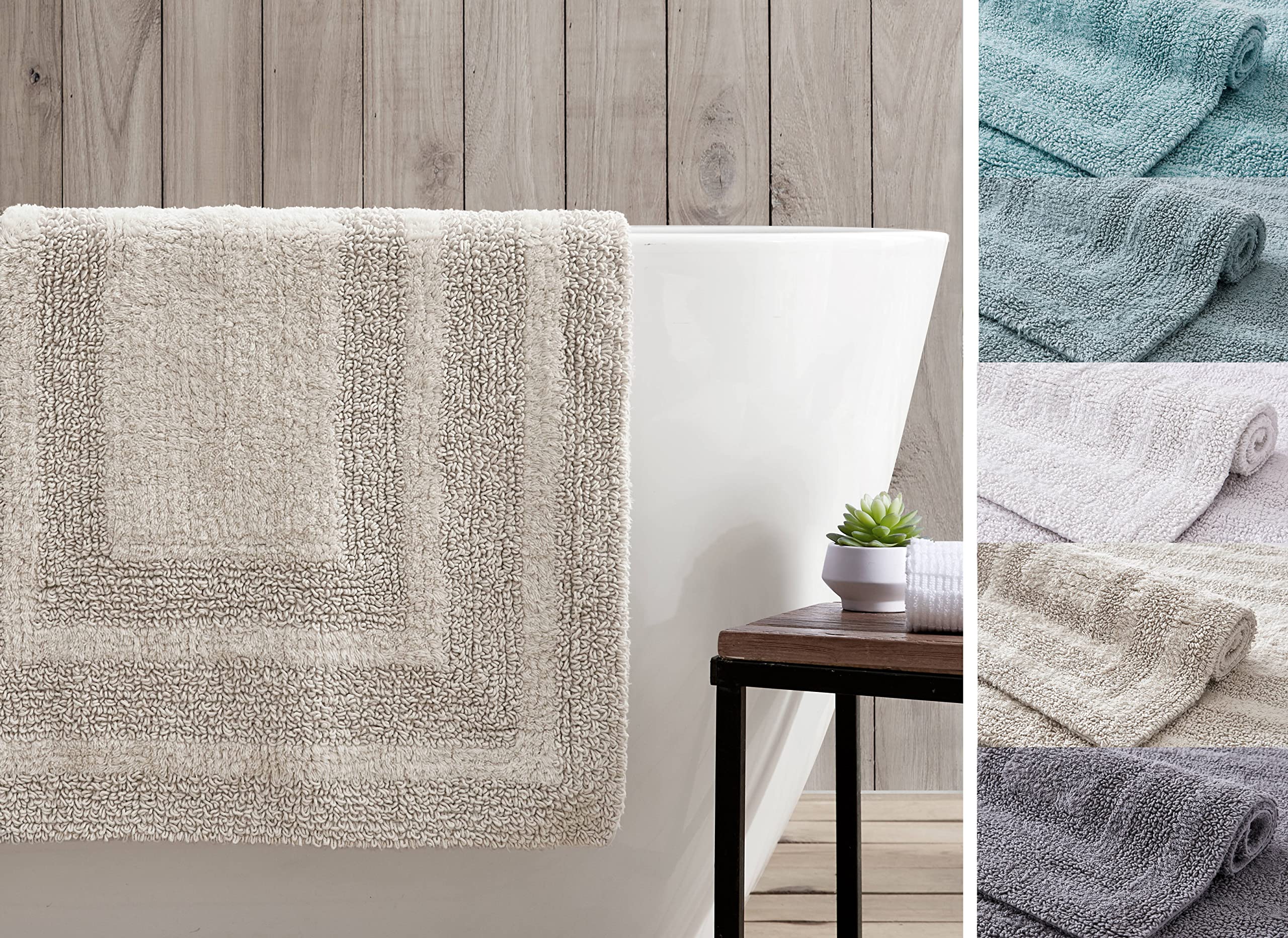Eddie Bauer Soft Tufted Cotton Bathroom Rugs Set - Super Absorbent & Quick Dry Bath Mat - 2 Piece Set in Logan Turquoise - Perfect for Bathroom Decor, Spa Style Comfort & Home Essentials