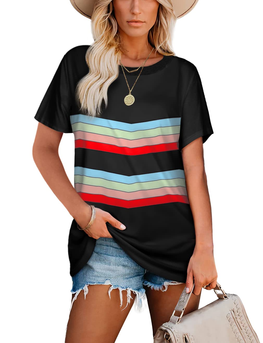 Jescakoo Women's Summer Tops - Soft Crewneck Loose Fit Blouse | Perfect for Casual Outings, Beach Vacations & Everyday Comfort