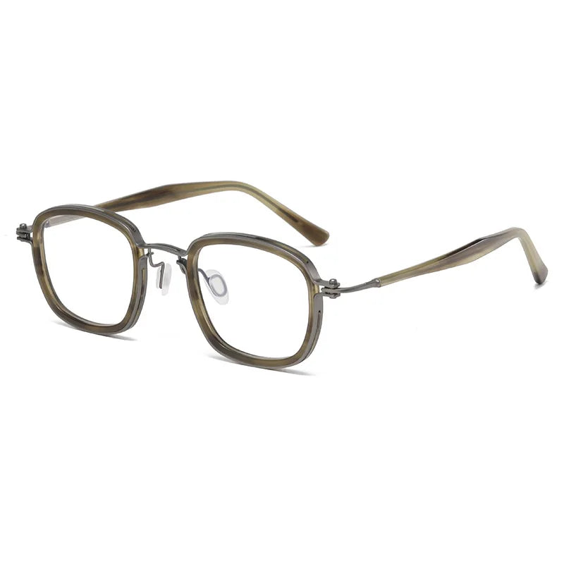 Unisex Black Titanium Acetate Square Full Rim Eyeglasses Frame 45863 - Stylish & Durable for Work, Reading & Everyday Wear