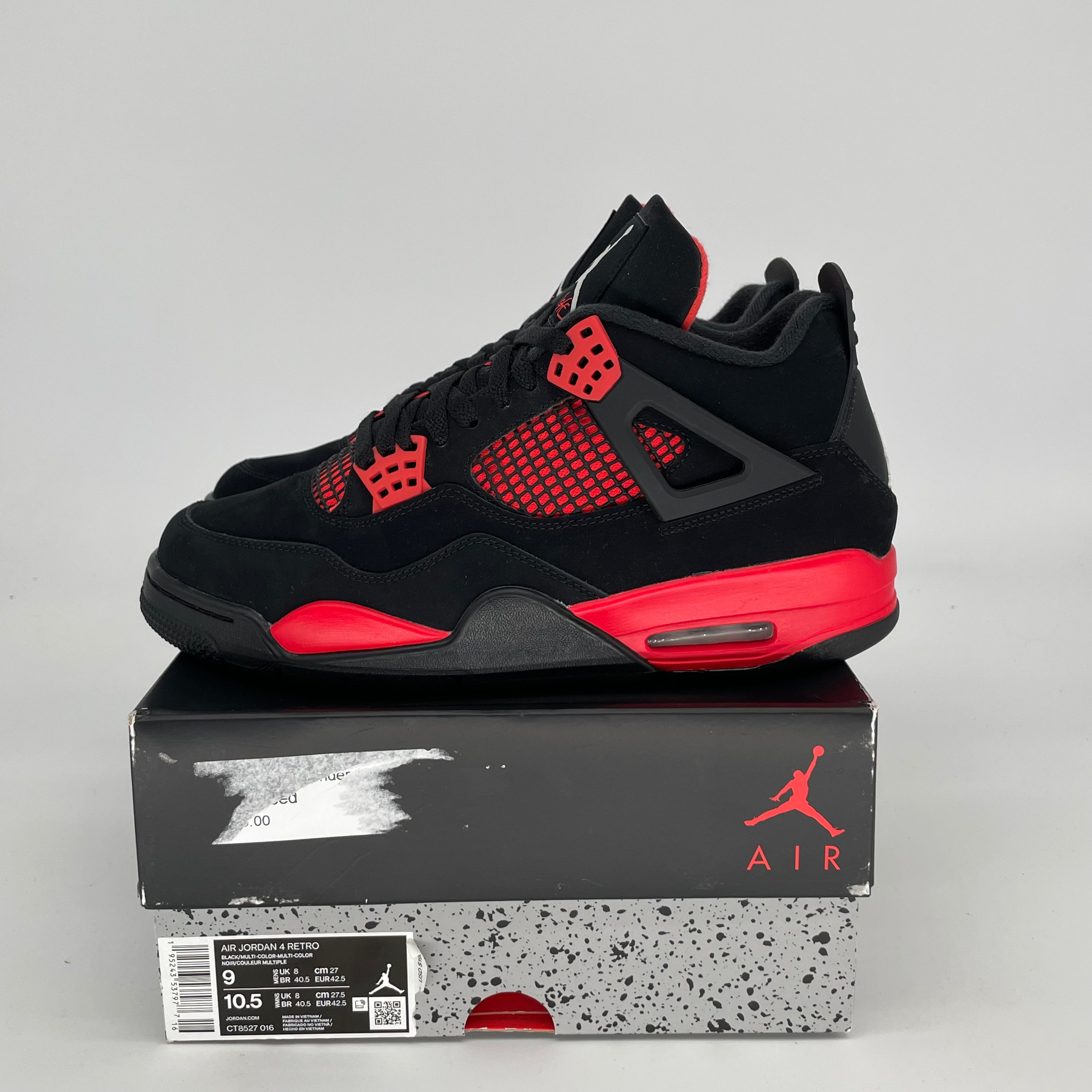 AIR JORDAN 4 Red Thunder Basketball Shoes Men's Size 9/10.5W CT8527-016 - Retro Sneakers for Streetwear & Casual Outfits