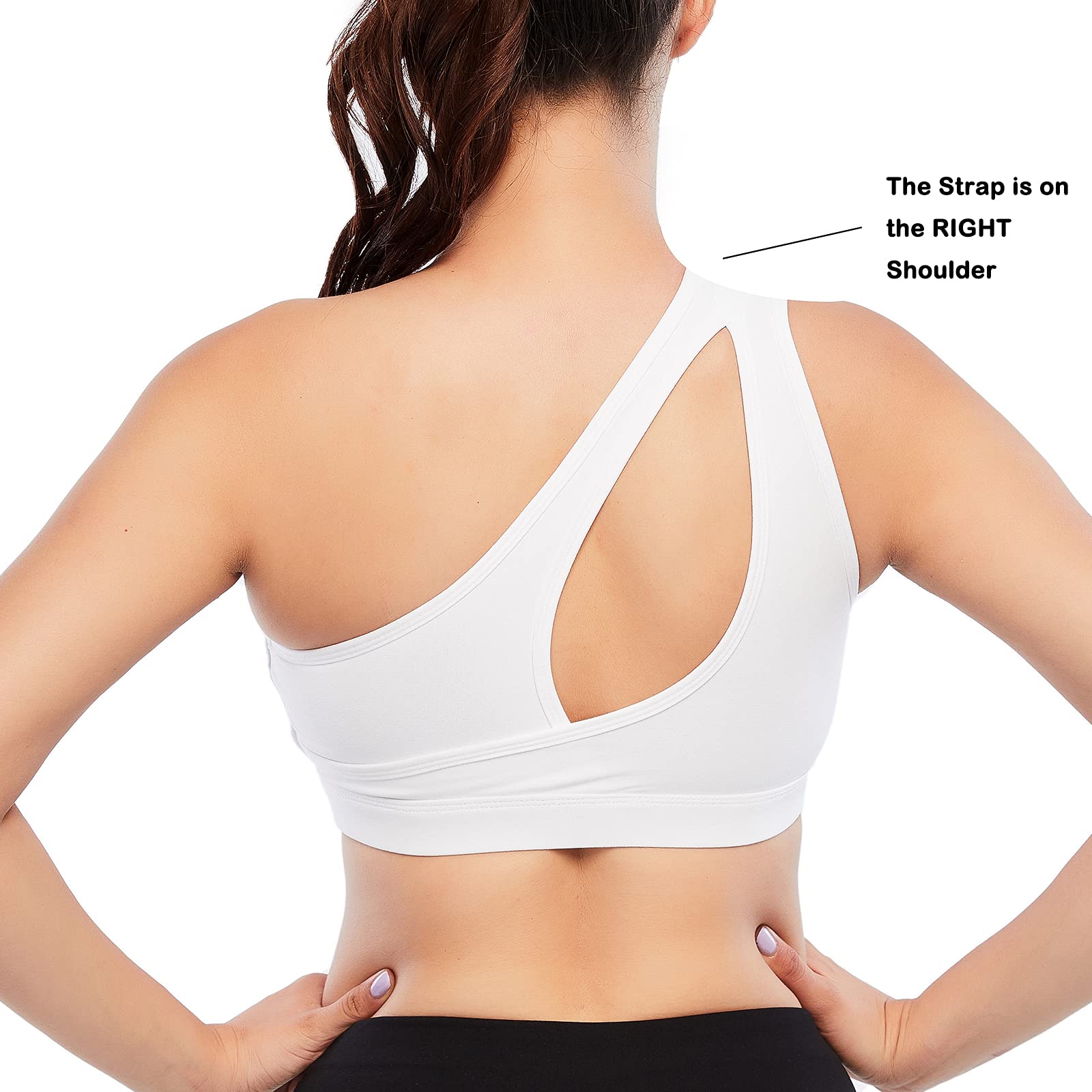 MATHACINO Women's One Shoulder Sports Bra - Sexy & Cute Medium Support Workout Top for Yoga, Gym & Fitness | Perfect for Running, Pilates & Active Lifestyle