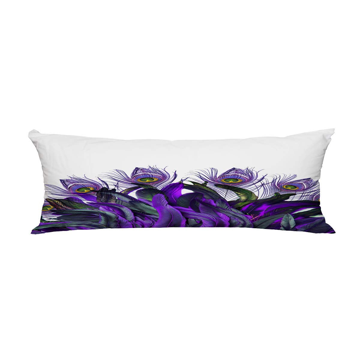 ABPHQTO Peacock Feather Body Pillow Cover - 20x60 Inch Decorative Pillowcase Protector for Sofa, Bed & Couch - Soft Luxury Home Decor