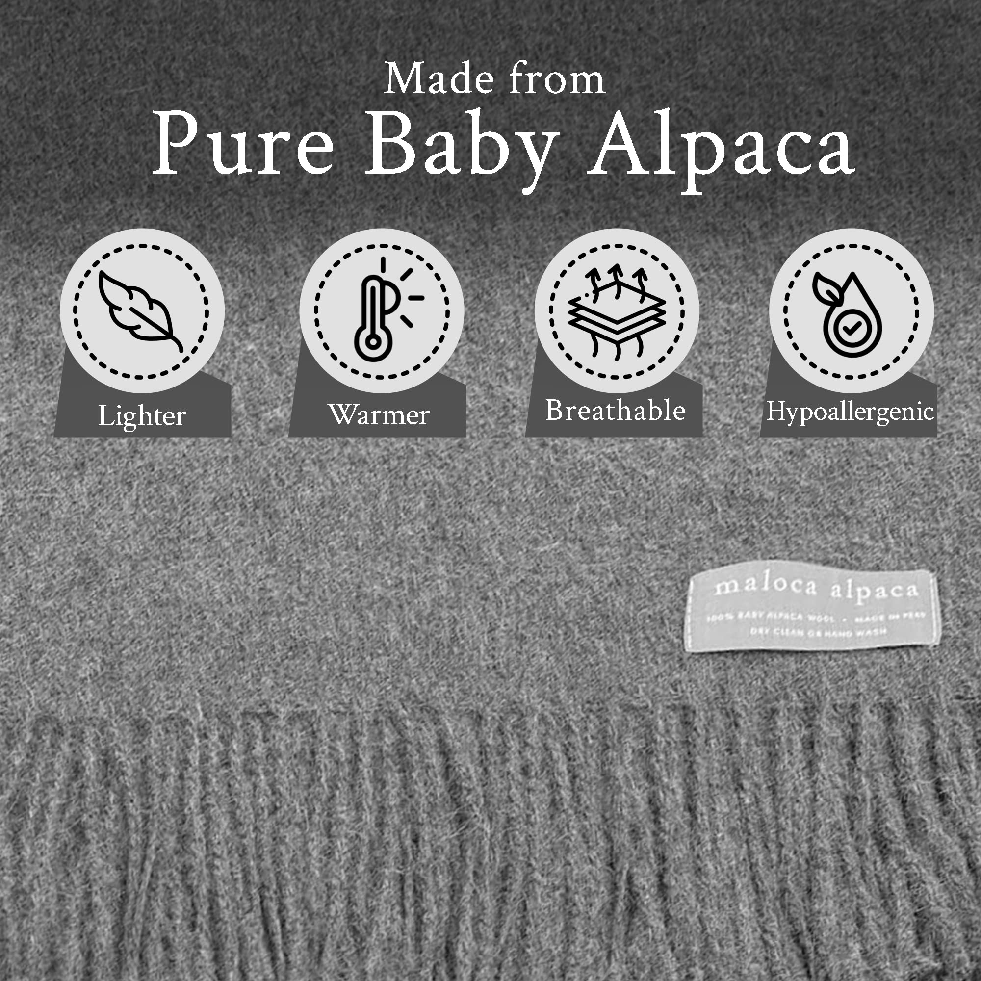 Maloca Pure Baby Alpaca Oversized Unisex Scarf - Ethically Sourced, Hypoallergenic, Softer & Warmer Than Wool - Perfect for Winter Travel, Outdoor Activities & Cozy Home Wear