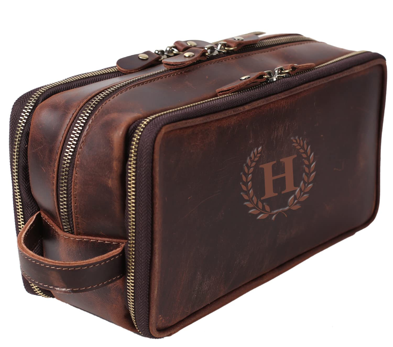 Personalized Leather Toiletry Bag for Men - Waterproof Travel Shaving Dopp Kit & Cosmetic Organizer - Best Wedding Groomsmen Gift (1/3/6pcs) - Perfect for Travel, Business Trips & Bathroom Storage
