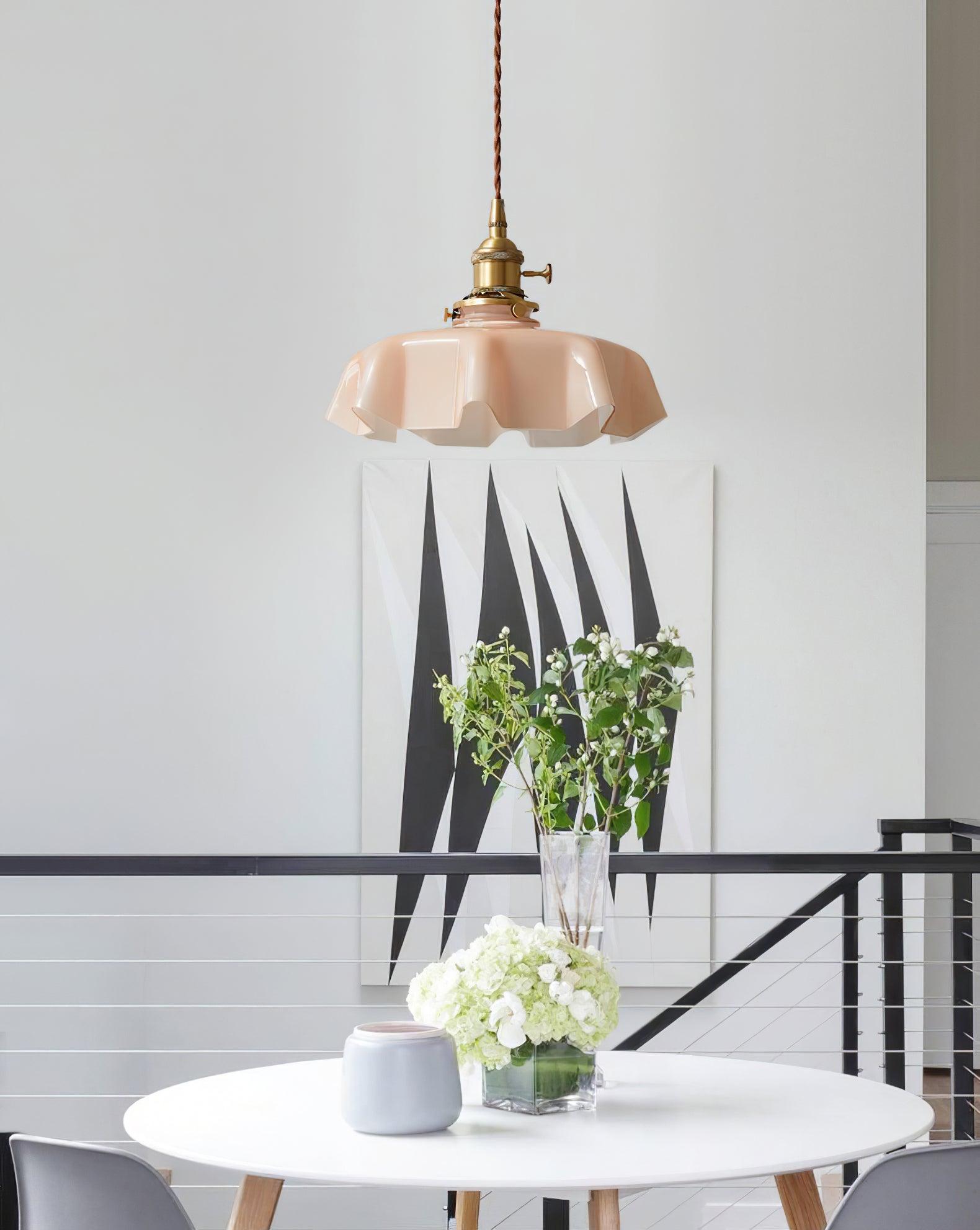 French Flower Pendant Light - Elegant Floral Chandelier for Dining Room, Kitchen Island & Bedroom Lighting - Vintage Inspired Ceiling Fixture