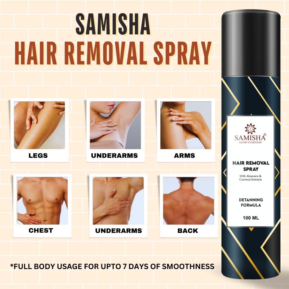 Samisha Hair Removal Spray for Women - Gentle & Effective Private Part Hair Remover | Instant Painless Hair Removal Cream | 1 Count | Perfect for Bikini Line, Underarms & Sensitive Skin Care