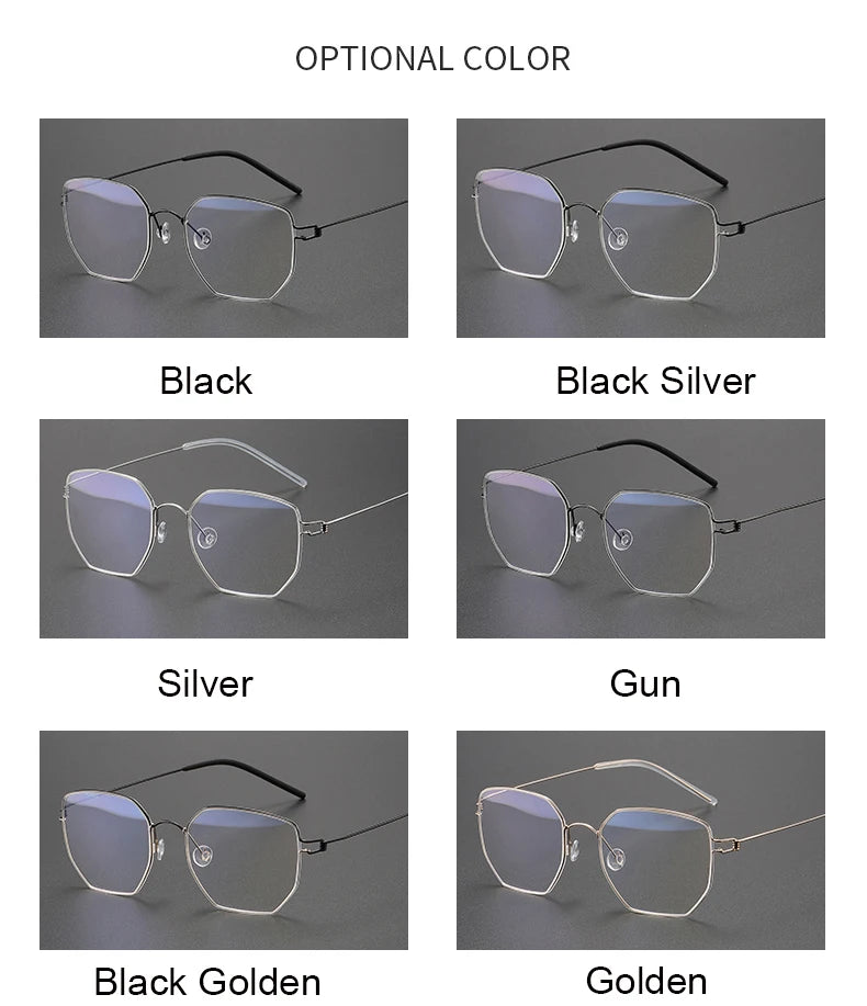 Unisex Full Rim Polygon Screwless Titanium Eyeglasses Frame 51925 - Lightweight & Durable for Work, Reading & Everyday Wear