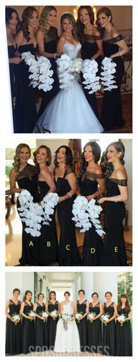Elegant Black Mermaid Bridesmaid Dresses - Mismatched Styles for Wedding Party, Prom & Formal Events | WG54 Collection | Perfect for Bridal Showers, Evening Galas & Special Occasions
