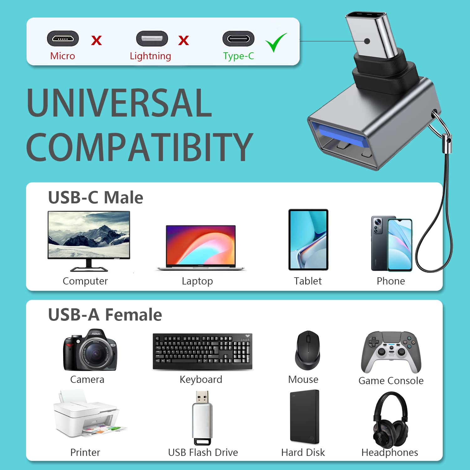 90 Degree USB C to USB 3.0 Adapter (3-Pack) - Up & Down Angled USB-C Male to USB Female Converter for MacBook Pro 2020/iMac/MacBook Air 2022/Dell XPS - Thunderbolt 4/3 Compatible - Perfect for Office, Travel & Home Workspace Setup