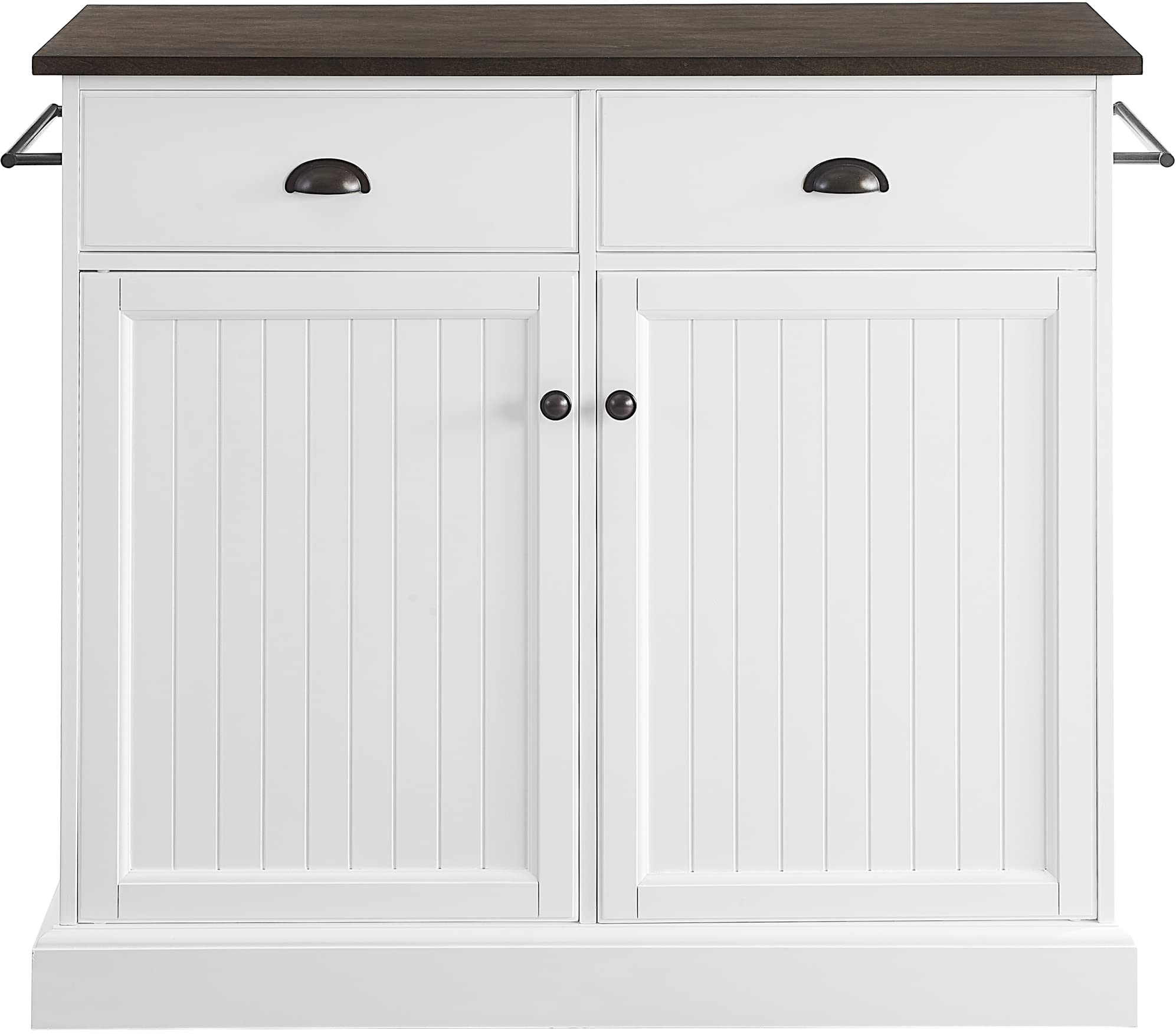 Crosley Shoreline White Kitchen Island with Shelves & Drawers - Microwave Stand, Coffee Bar Station for Small Spaces - Perfect for Apartments, Condos & Compact Kitchens