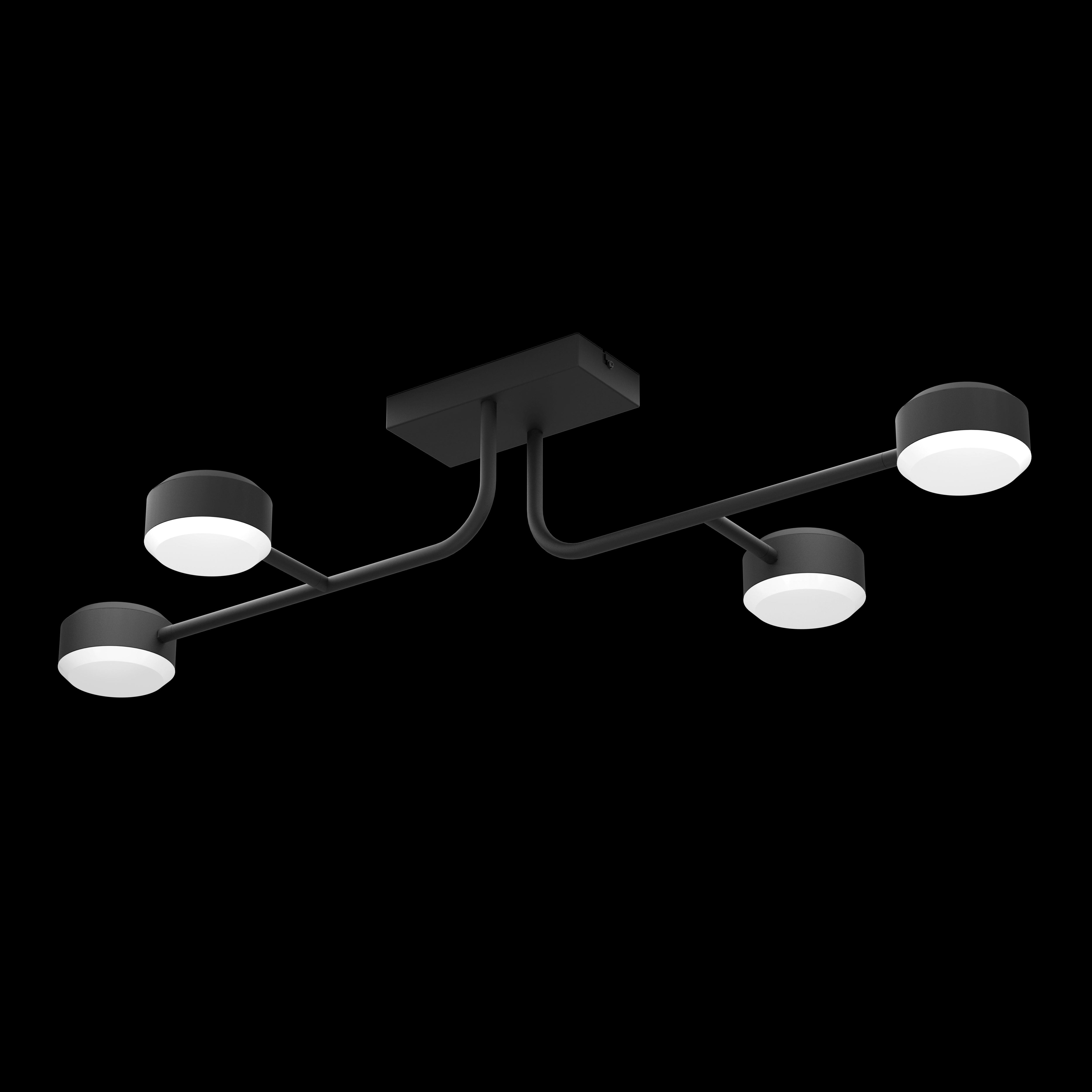Eglo Clavellina 4-Arm LED Flush Mount Ceiling Light in Black & White - Modern Lighting Fixture for Bedroom, Kitchen, or Hallway