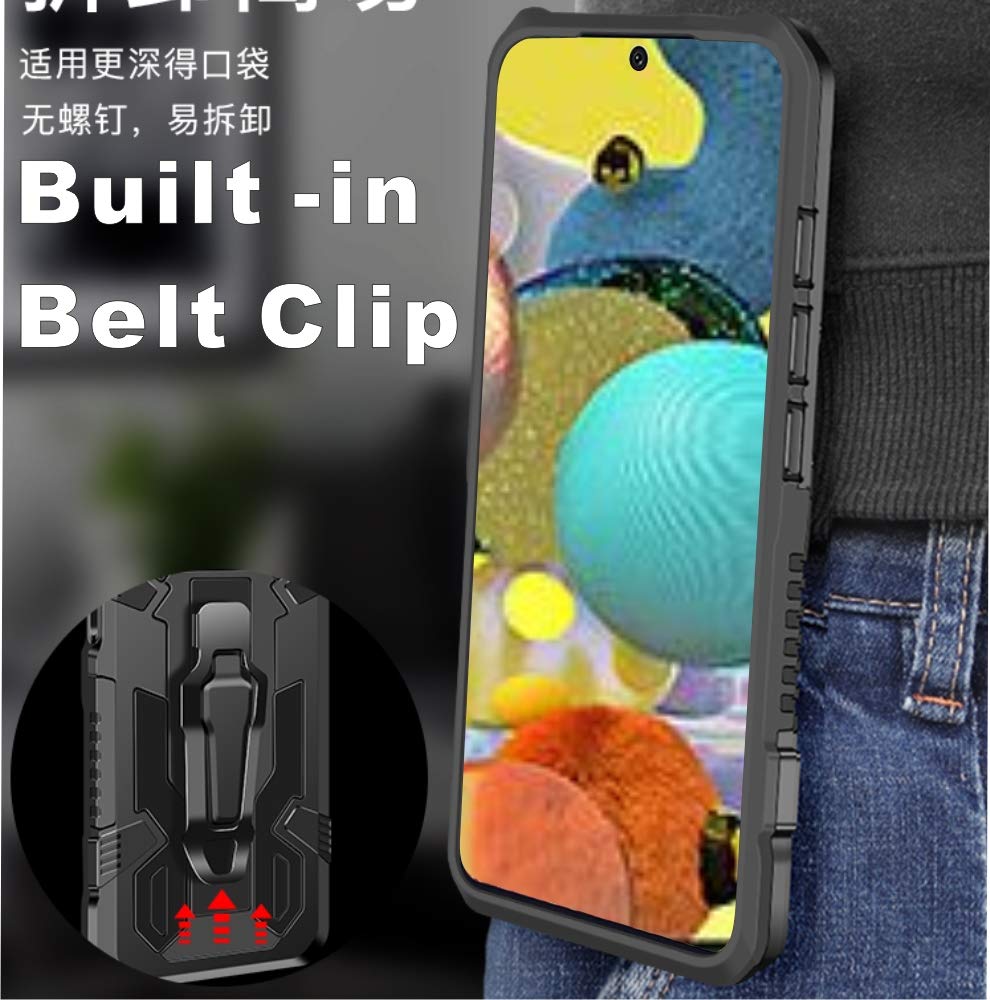 Folmeikat Samsung Galaxy A51 5G Case (2020 Model) - Military Grade Protective Phone Cover with HD Screen Protector, Belt Clip & Kickstand - Compatible with 6.5