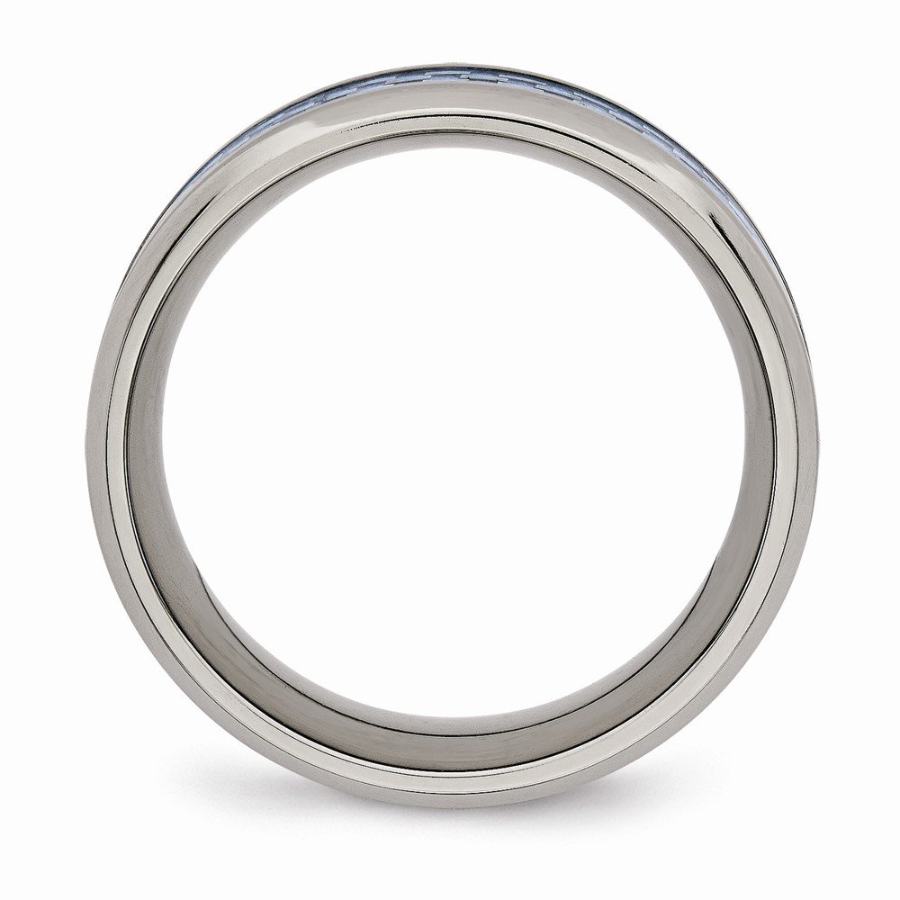 Premium Solid Titanium Men's Wedding Band Ring with Blue Carbon Fiber Inlay - Comfort Fit Design for Everyday Wear & Special Occasions