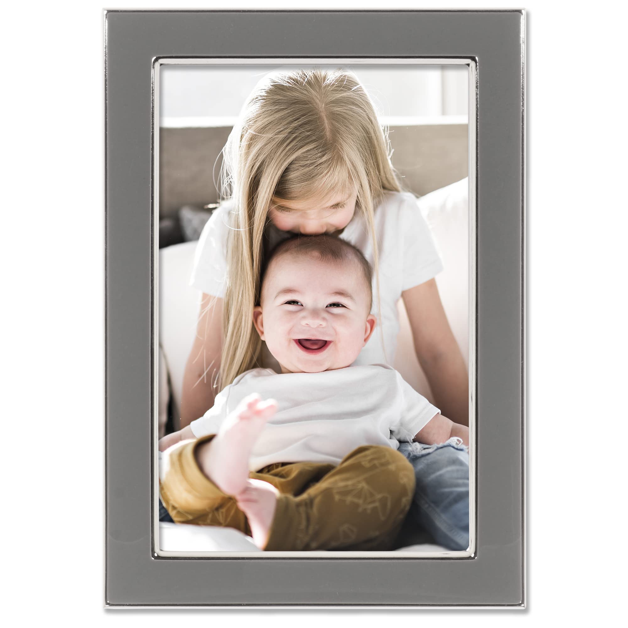 Lawrence Frames 4x6 Gray Metal and Enamel Picture Frame - Perfect for Home Decor, Office Display & Gift Giving