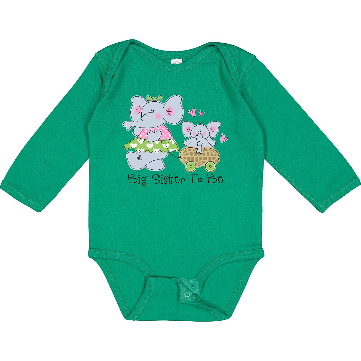 Inktastic Elephant Future Big Sister Long Sleeve Baby Bodysuit - Cute Newborn Outfit for Sibling Announcement & Family Photos