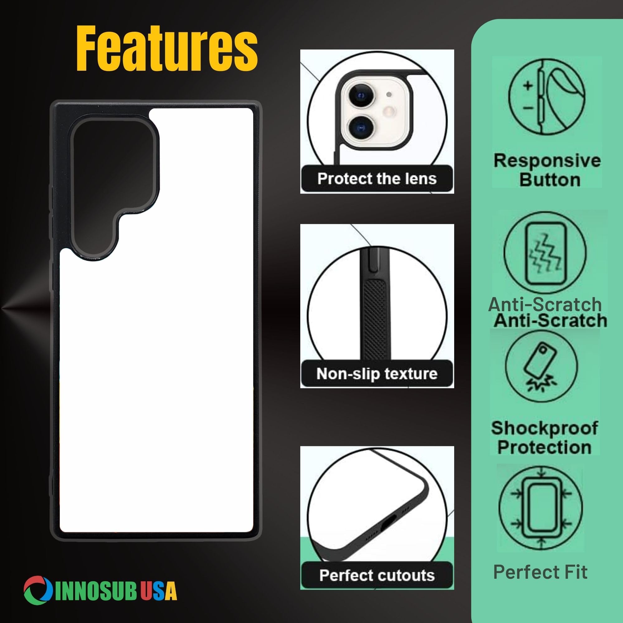 5 Pack Sublimation Phone Cases for Galaxy S21 Ultra - White Rubber Blank Printable Covers with Aluminum Inserts | DIY Custom Phone Case | Perfect for Personalized Gifts, Small Business & Craft Projects