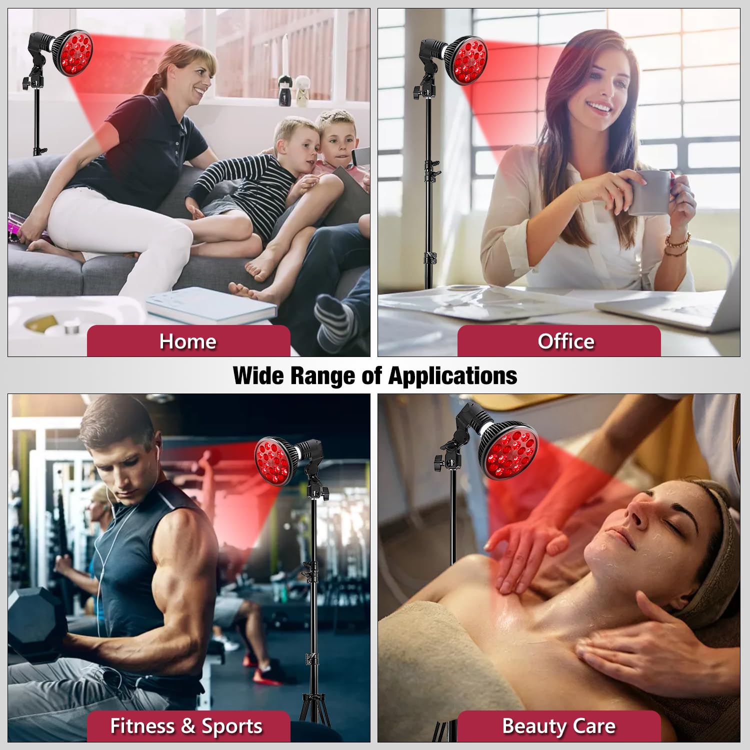 Red Light Therapy Lamp for Body and Face - 660nm Red & 850nm Near Infrared Light Combo - 36W LED Therapy Device with Adjustable Stand (15-61in) - Perfect for Pain Relief, Skin Rejuvenation & Muscle Recovery at Home