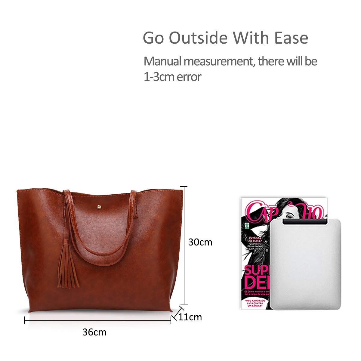 NICOLE&DORIS Women's Large PU Leather Tote Bag - Stylish Shoulder Handbag for Work, Travel & Everyday Use