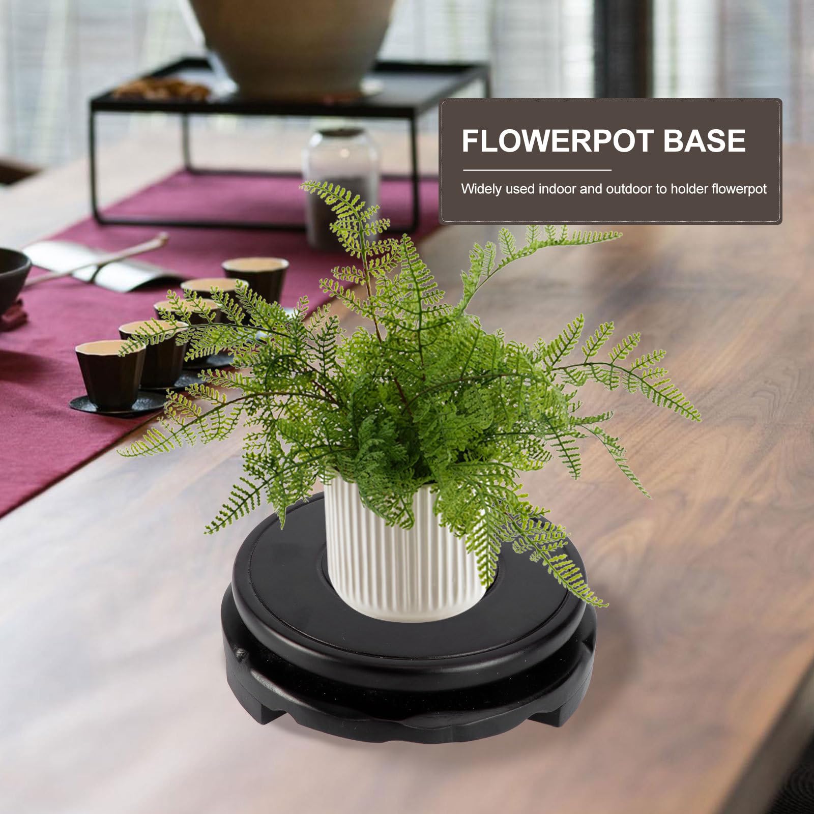 Premium Wooden Pedestal Stand - Circular Display Base for Vases, Teapots & Aquariums | Oriental Style Home Decor for Living Room, Dining Table & Shelf Styling