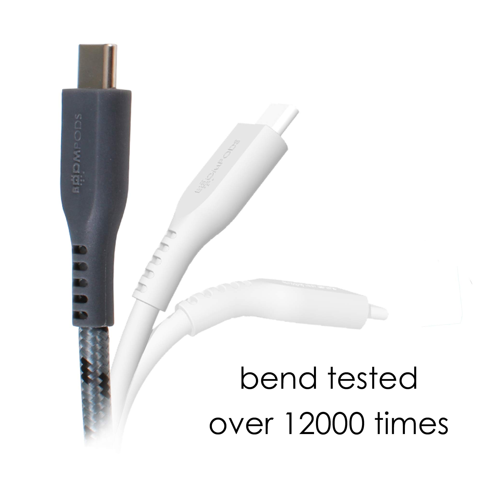 BoomPods Retro Armored USB-C to USB Braided Cable 1.5m (Graphite) - Durable Fast Charging Cord for Phones, Tablets & Gaming Devices