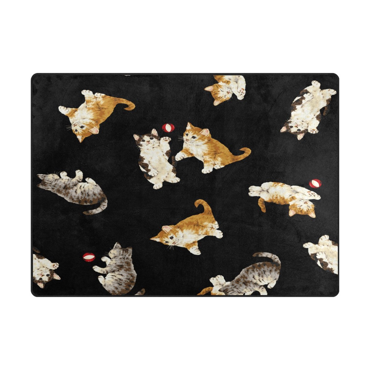 ALAZA Funny Cat Kitten Playing Black Area Rug - 5'3