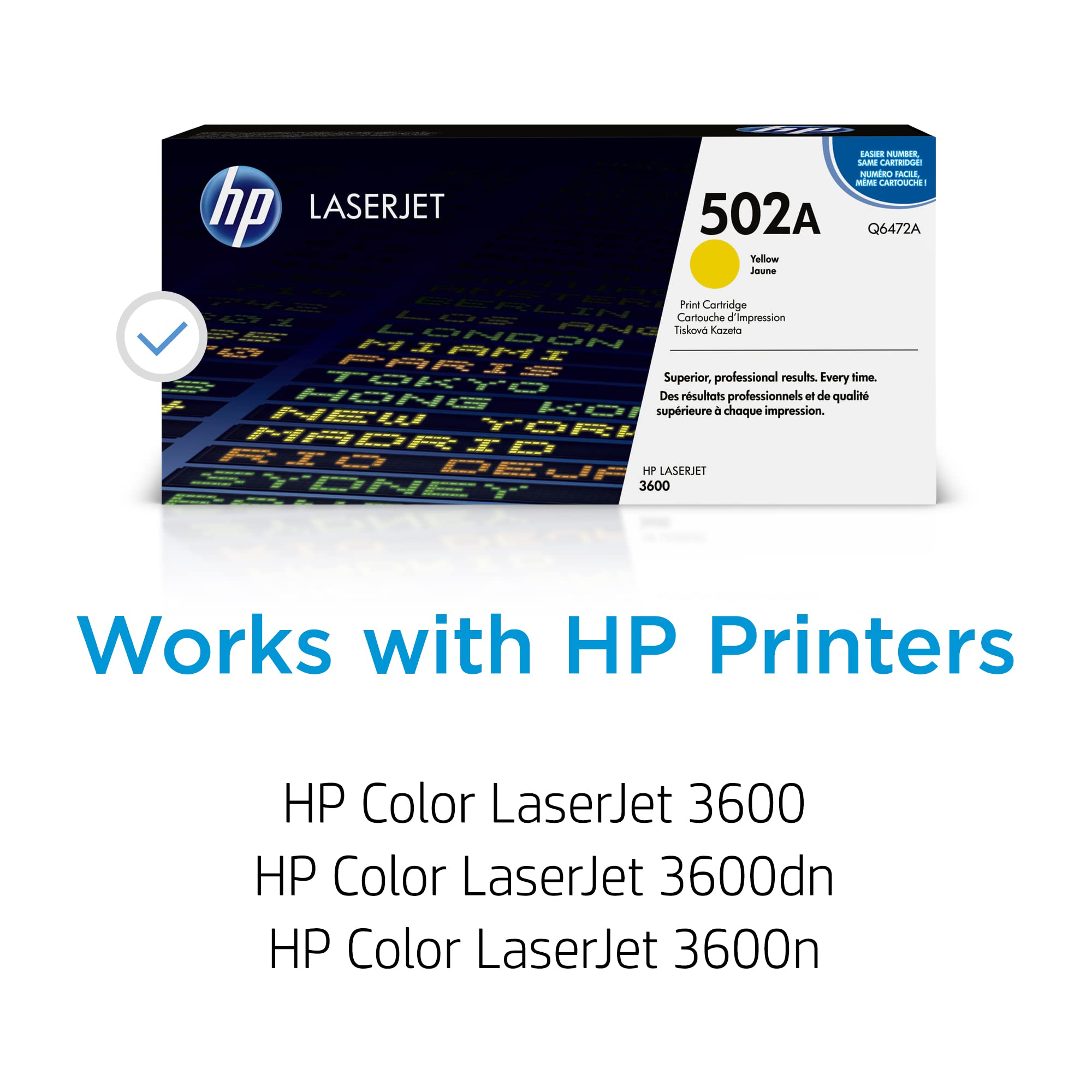 Original HP 502A Yellow Toner Cartridge (Q6472A) - Compatible with HP Color LaserJet 3600 Series Printers | High-Yield Replacement for Home & Office Printing