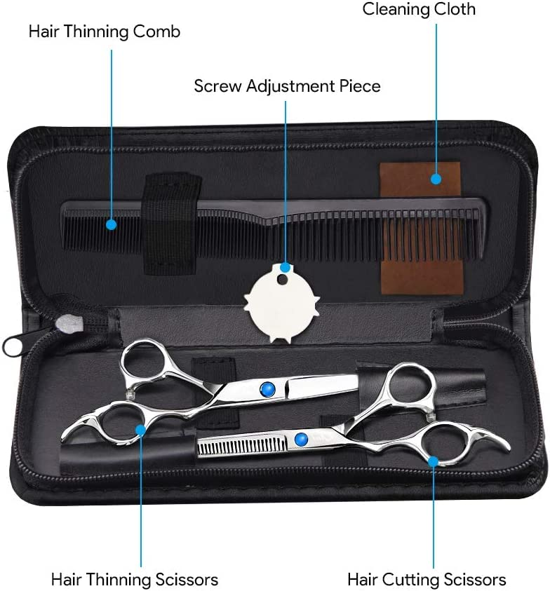 Professional Hair Cutting Scissors Set - Sharp Salon & Barber Shears with Thinning Scissors for Stylists & Home Use | Perfect for Haircuts, Trimming, Layering & Texturizing