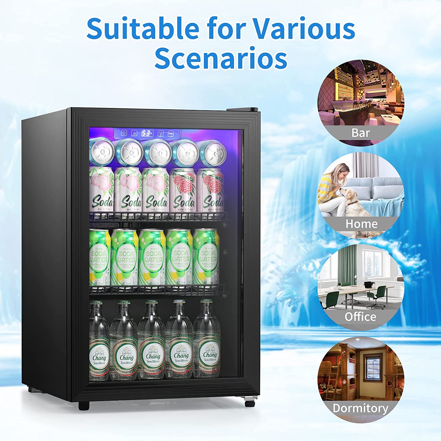 Antarctic Star W6870 2.4 Cubic Feet Mini Beverage Fridge with Electronic Temperature Control - Compact Cooler for Beer, Wine, Soda & Snacks - Perfect for Dorm, Office, Bedroom or Home Bar