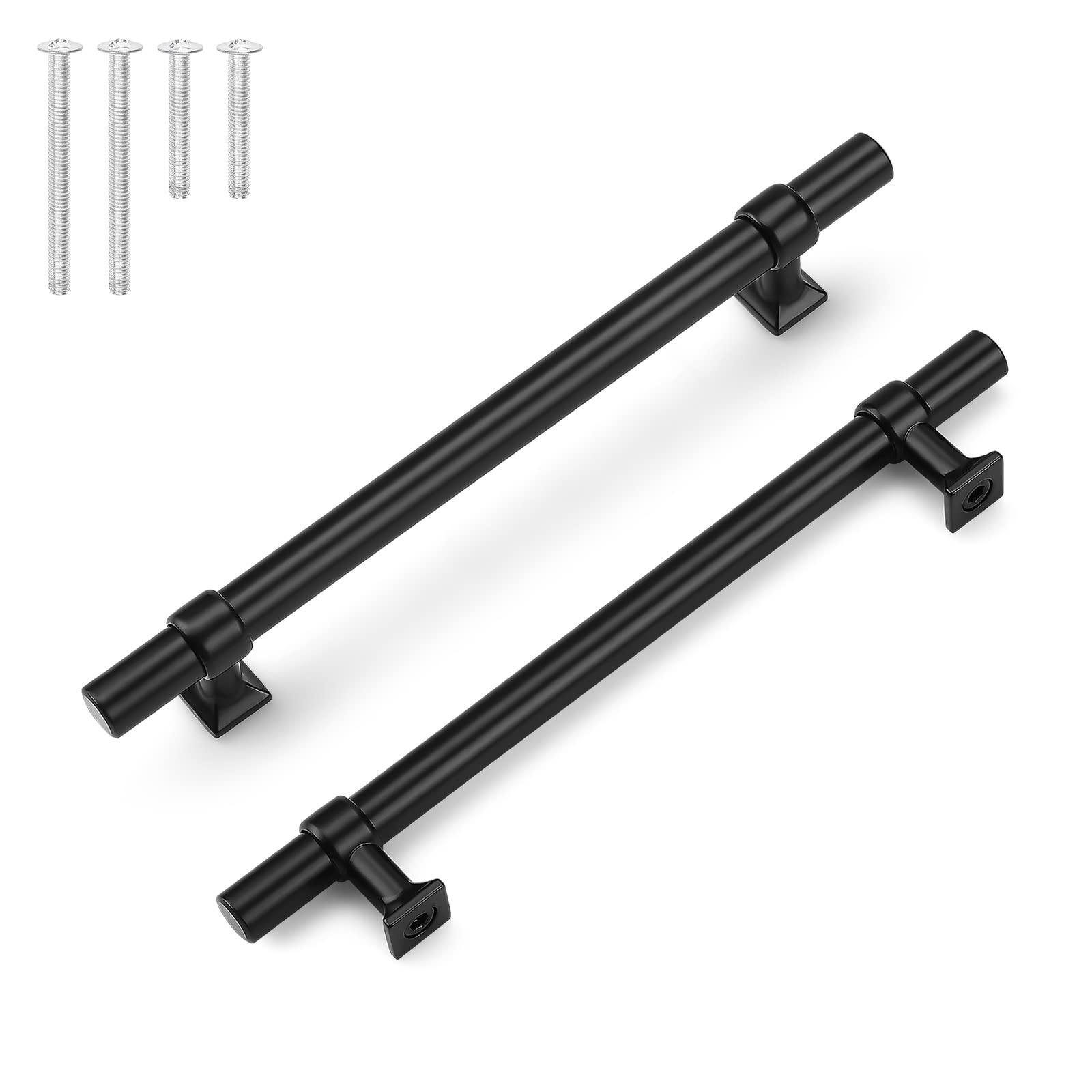 25 Pack Matte Black Cabinet Pulls - 6.25 Inch Stainless Steel T-Bar Drawer Handles for Kitchen, Bathroom & Dresser - Durable Cabinet Hardware for Modern Home Upgrade