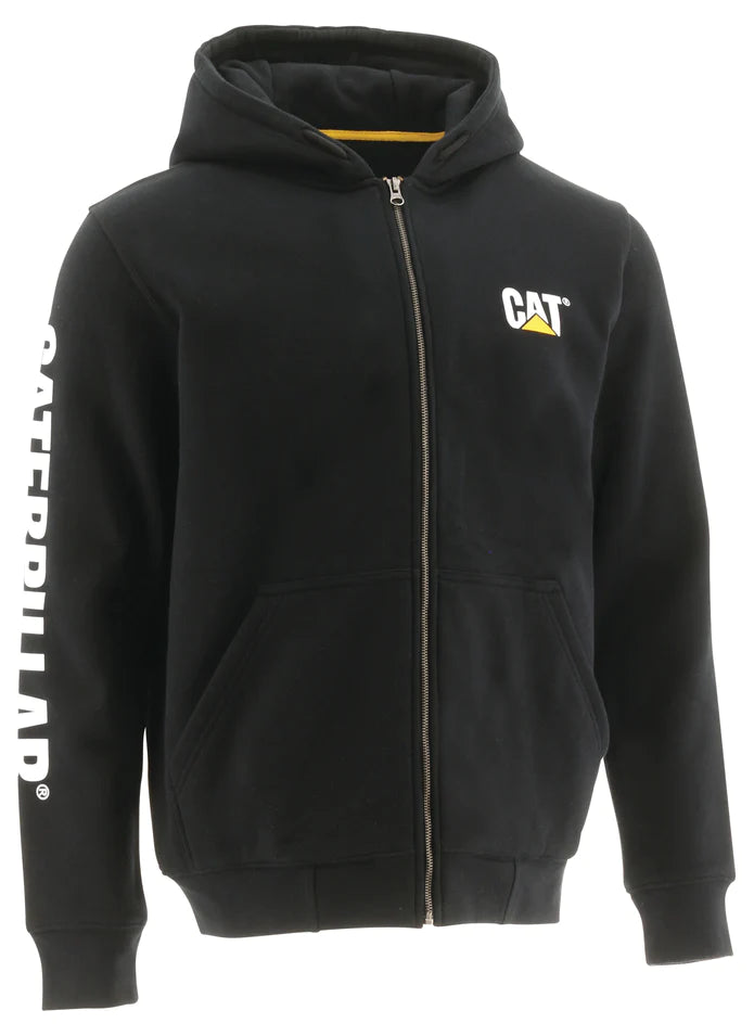 Men's CAT Logo Full Zip Hoodie - Heavyweight Fleece Jacket for Work, Outdoor & Casual Wear