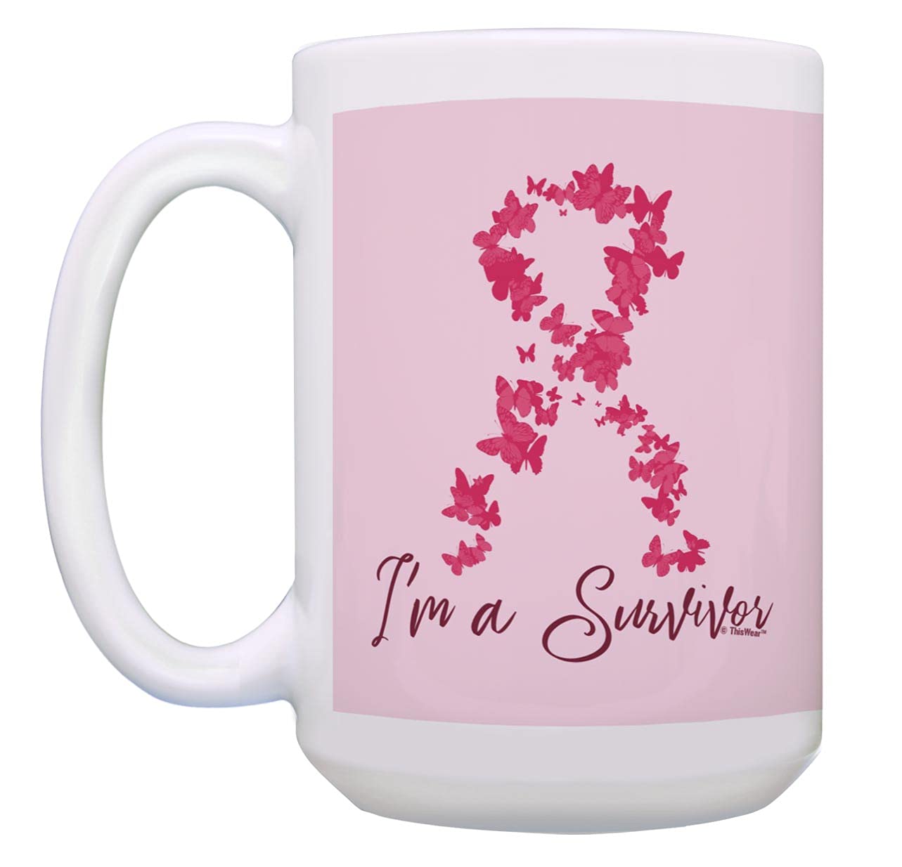 Breast Cancer Survivor Gifts for Women - Inspirational 'I'm A Survivor' 15oz Ceramic Coffee Mug with Handle & Pink Ribbon - Perfect for Survivor Celebrations, Chemo Support & Daily Motivation
