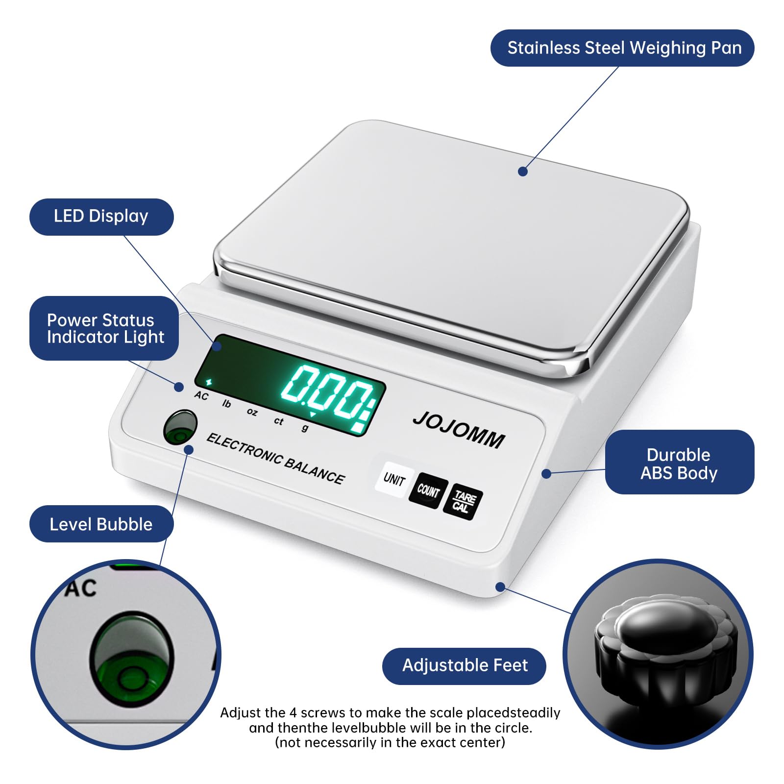 High Precision 5000g x 0.01g Digital Lab Scale - Analytical Electronic Balance for Jewelry, Kitchen & Scientific Use | Accurate Gram Scale for Weighing Gold, Ingredients & Lab Samples