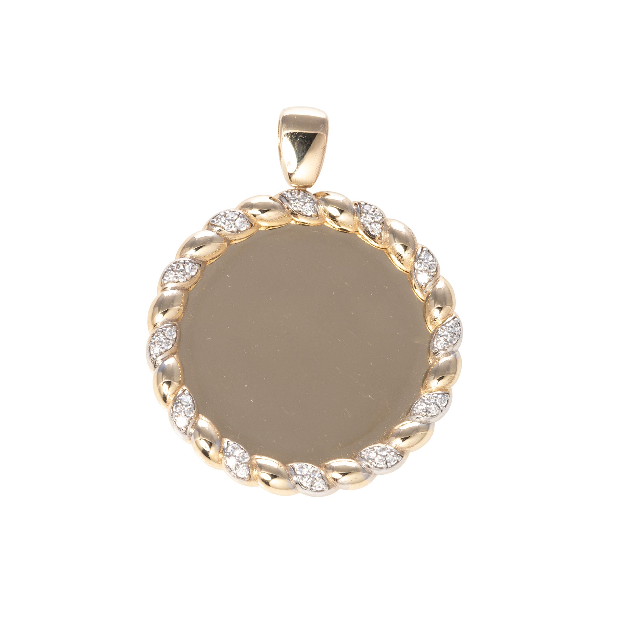 Elegant Mary Diamond Accent Rope Edge Disc Pendant Necklace - Perfect for Weddings, Parties & Special Occasions