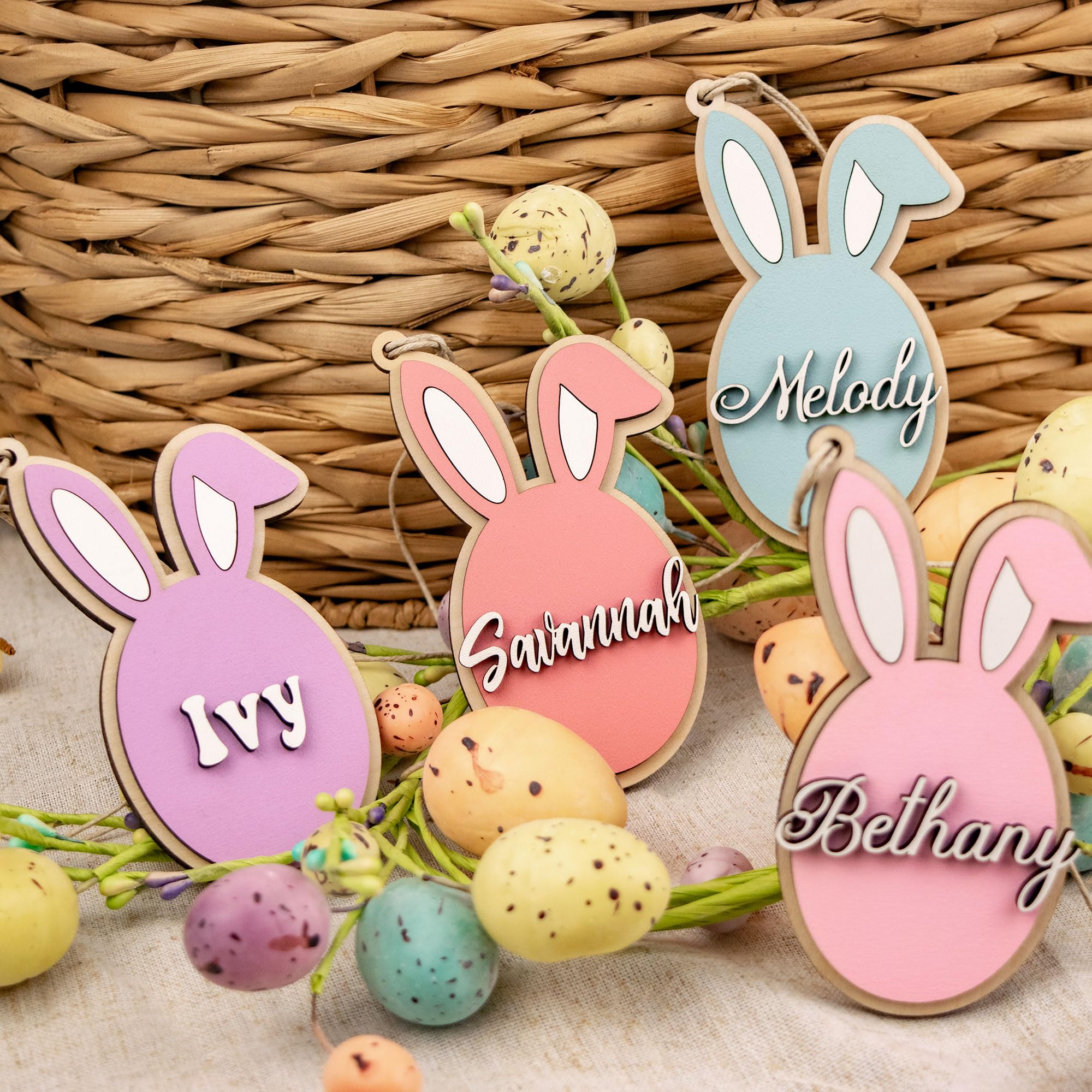 Personalized Easter Basket Name Tags - Custom Easter Bunny Gift Tags for Kids, Handmade Easter Place Cards & Basket Labels - Perfect for Easter Gifts, Party Decorations & Holiday Celebrations