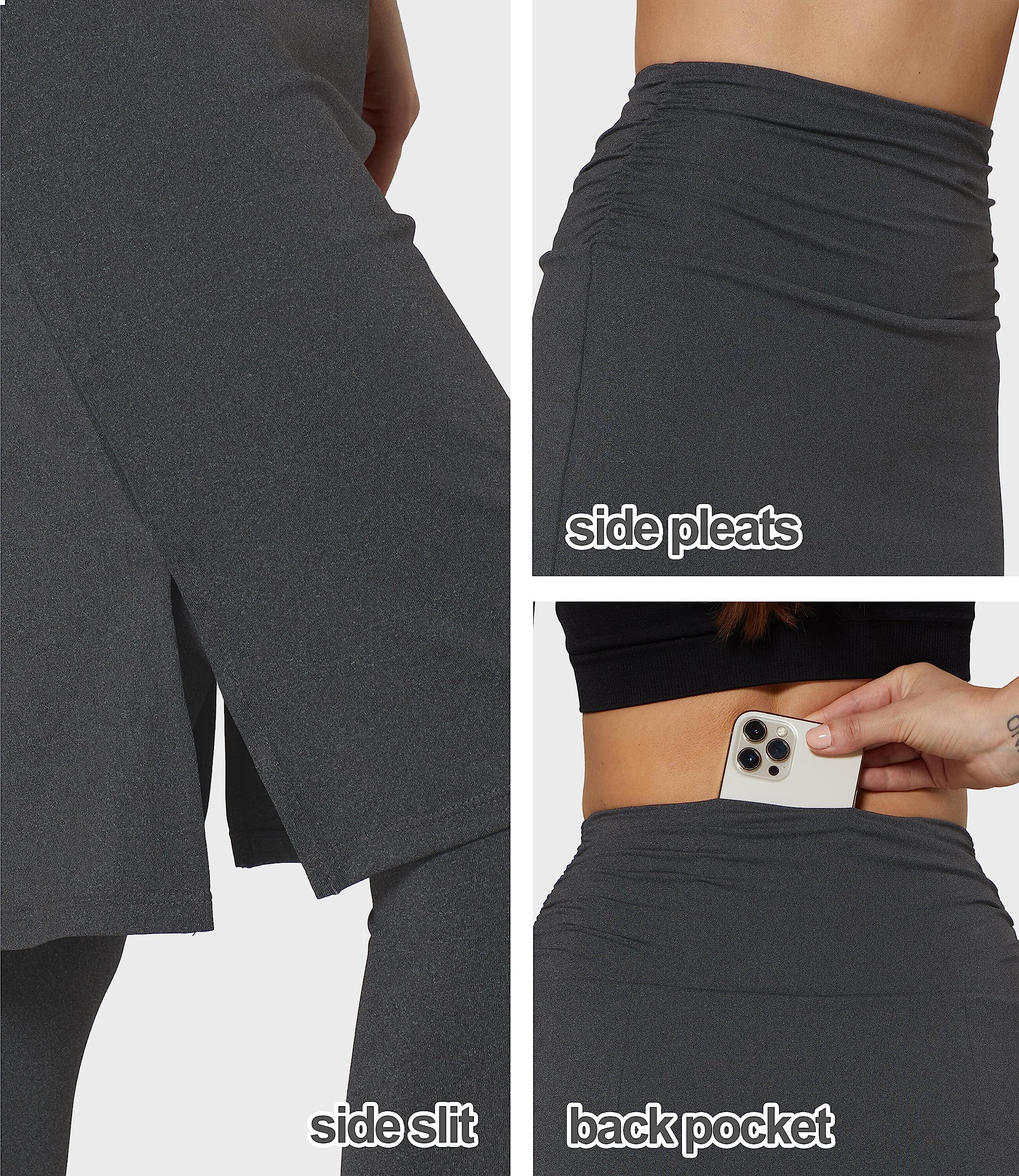 Cityoung Women's Skirted Leggings - Dressy Attached Skirt with Built-in Capri Leggings, Workout & Swim Cover-Up with Pockets - Perfect for Yoga, Beach & Casual Wear