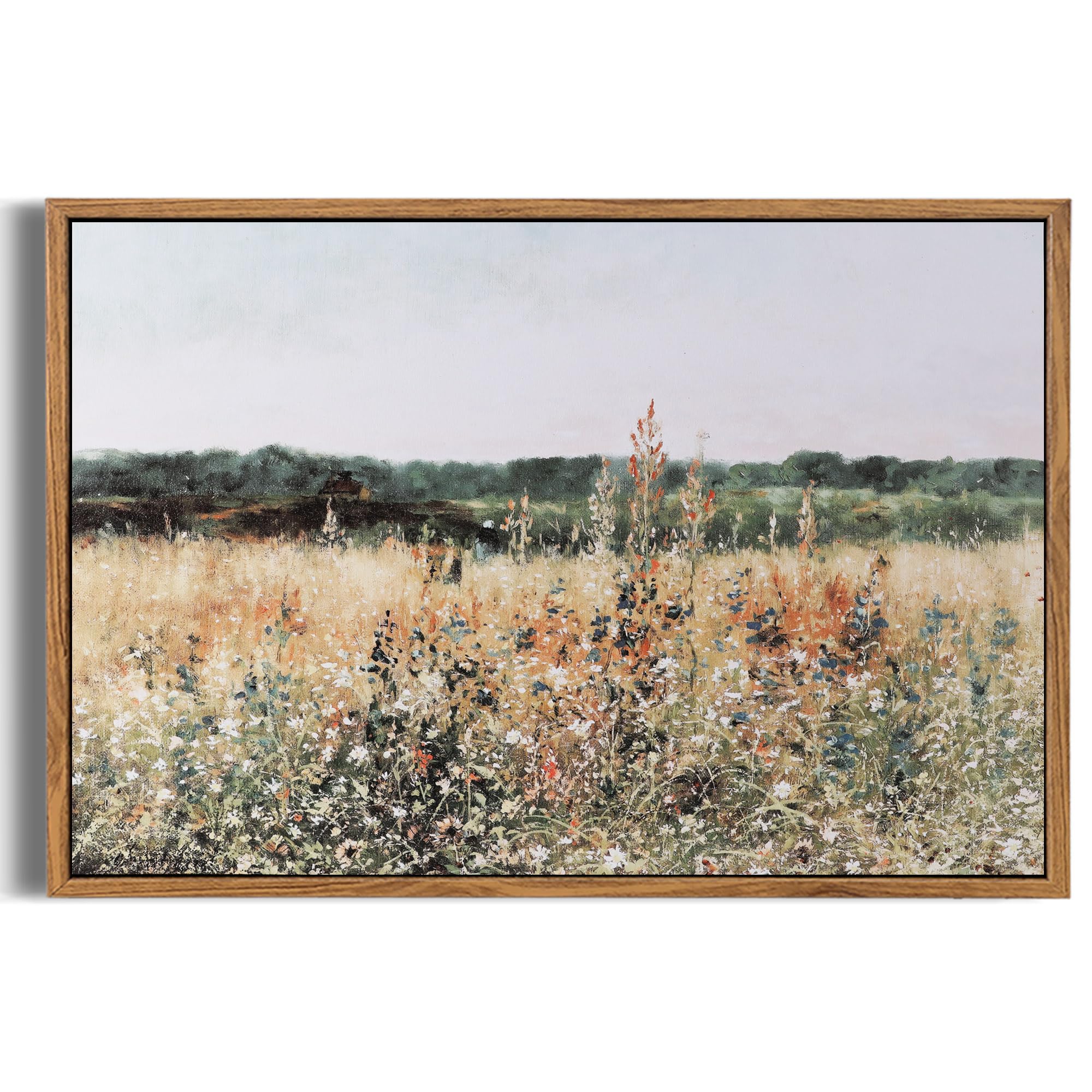 Bluebubble Framed Landscape Canvas Wall Art - Wild Floral Field Vintage Print, Modern Farmhouse Decor, Classic Oil Painting Style for Living Room & Bedroom (32x48 Inches) - Perfect for Home, Office & Gift Giving
