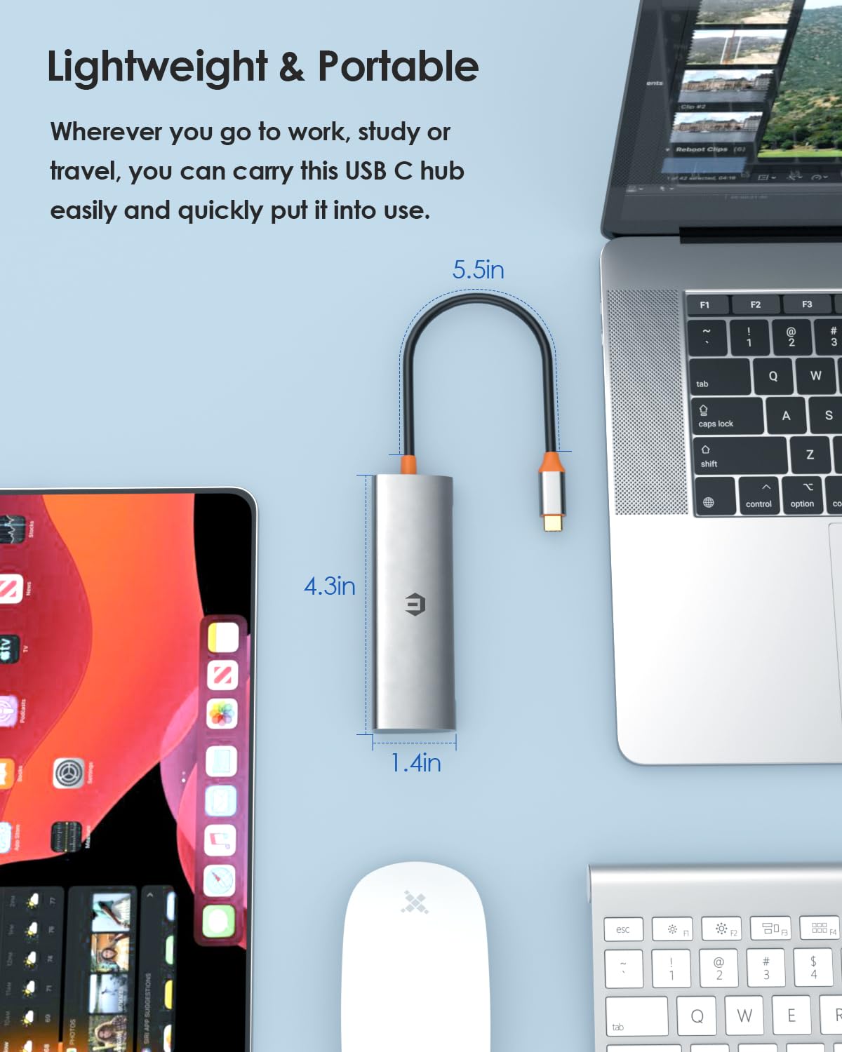 4-in-1 USB C Hub with 4 USB 3.1 Ports - High-Speed Data Transfer (2X Faster Than USB 3.0) - Universal Docking Station for MacBook, iPad Pro, Windows Laptops - Perfect for Home Office, Remote Work & Travel Accessories